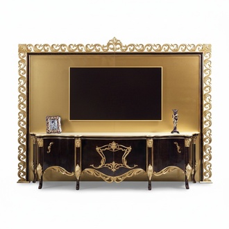 TV StÃ¤nder Sideboard RTV Lowboard Holz Gold Wohnzimmer Tisch Luxus