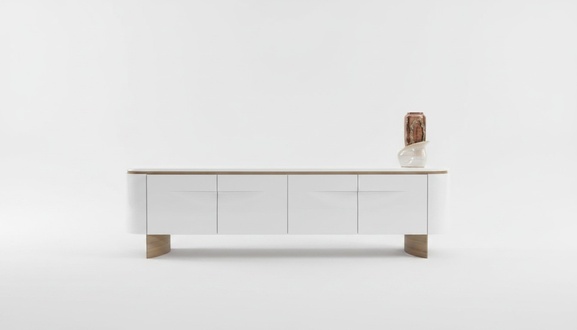TV StÃ¤nder stilvoll RTV Lowboard Wohnwand Sideboard WeiÃ Holz Modern Design