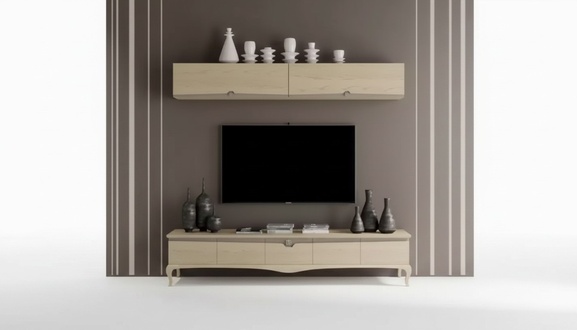 tv StÃ¤nder Wandregal Holztisch Wandregal Beige Klassisch Design Neu
