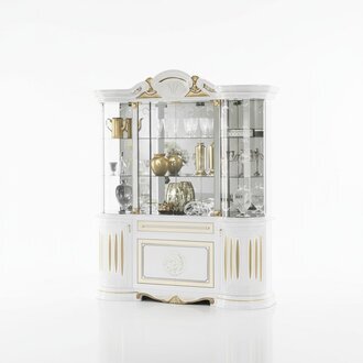 Vitrine Italienische MÃ¶bel Wohnzimmer Schrank WeiÃ Gold Glasvitrine