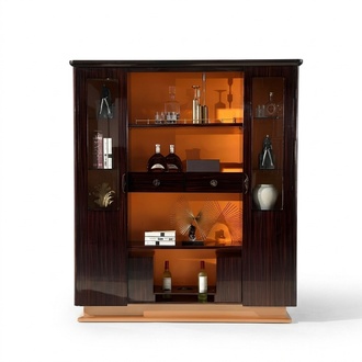 Vitrinen Bar Schrank Haus Designer SchrÃ¤nke Wand Regal Holz Leder