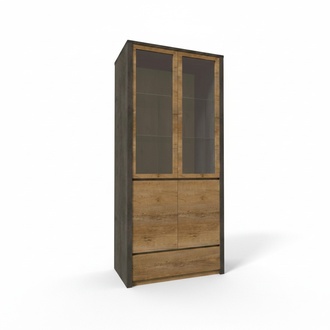 Vitrinenschrank KÃ¼chenbuffet Anrichte Vitrine Schublade Glas-Regale