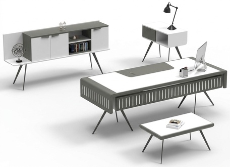 WeiÃ Arbeitszimmer Set Tisch Sideboard Couchtisch Beistelltisch HolzmÃ¶bel