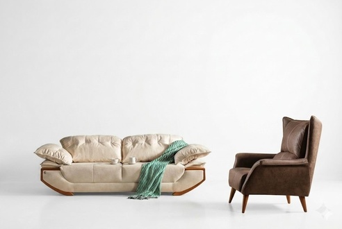 WeiÃ-Braune Wohnzimmer Couchgarnitur Designer Dreisitzer Luxus Sessel