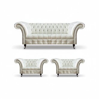 WeiÃe Chesterfield Sitzgarnitur 2x Designer Sessel Komplette SitzmÃ¶bel
