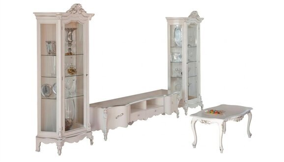 WeiÃe Wohnzimmer Wohnwand Luxus MÃ¶bel TV-StÃ¤nder 2x Vitrinen Couchtisch