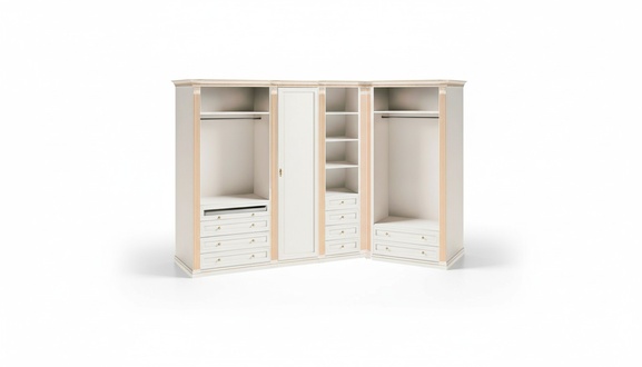 WeiÃes Eck-KleiderschrÃ¤nke Massivholz L-Form Modernes LuxusmÃ¶bel Schrank
