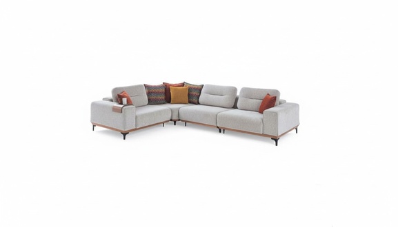 WeiÃes Ecksofa Moderne L-Form Couch Wohnzimmer Polstersofas Holzgestell