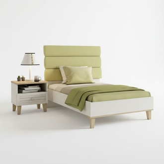 WeiÃes Holz Bett im eleganten Design