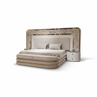 WeiÃes Schlafzimmer-Set aus Holz mit Bett, Nachttischen und Bank