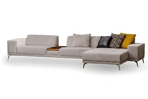 WeiÃes Stoff-Ecksofa in L-Form modern