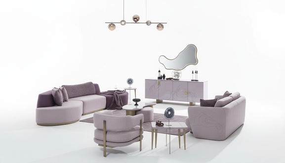 Wohnlandschaft Sofagarnitur GroÃe Rosa Stoffsofas Modern Set 5tlg Sofa
