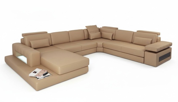 Wohnlandschaft U-Form Design Modern Sofa Couch Ecksofa Leder Polster Neu