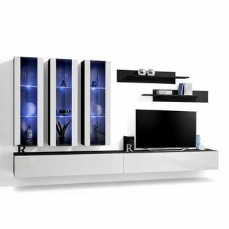 Wohnwand HÃ¤nge Vitrine Wohnzimmer Lowboard TV StÃ¤nder Modern Design Set 7tlg.