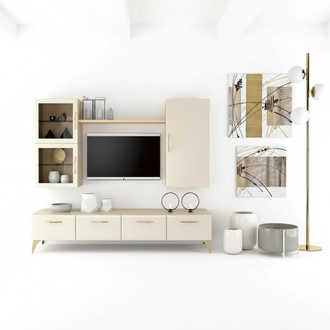 Wohnwand Schrank tv Schrank Set WohnmÃ¶bel Praktisch Wohnzimmer beige