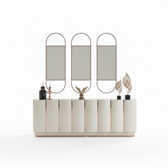 Wohnzimmer Anrichte weiÃ Spiegel Material Holz mit Metall Stil Modern