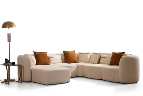 Wohnzimmer Beige Modern Sofa L-Form Sitz Ecksofa Couch PolstermÃ¶bel