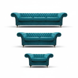 Wohnzimmer Blau Sofagarnitur 3tlg Chesterfield LuxuriÃ¶se Modern MÃ¶bel