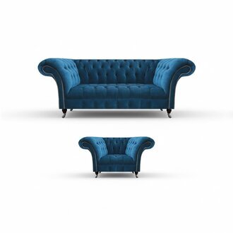 Wohnzimmer Chesterfield Blaue Sofagarnitur StoffmÃ¶bel Polstercouchen