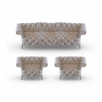 Wohnzimmer Chesterfield WeiÃ Set 3tlg Design Modern PolstermÃ¶bel Leder Neu