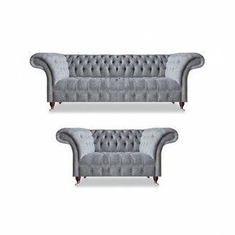 Wohnzimmer Garnitur 2x Sofas Grau Komplett Chesterfield Design MÃ¶bel