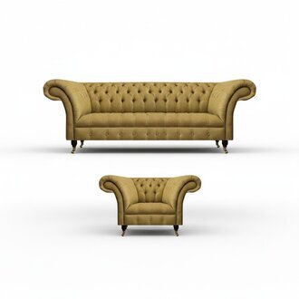 Wohnzimmer Gelbe Chesterfield Garnitur Dreisitzer Polster Sessel MÃ¶bel
