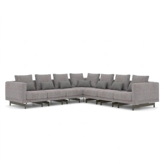 Wohnzimmer Grau Ecksofa L-Form Designer Couch Textil MÃ¶bel Polstersofa Neu
