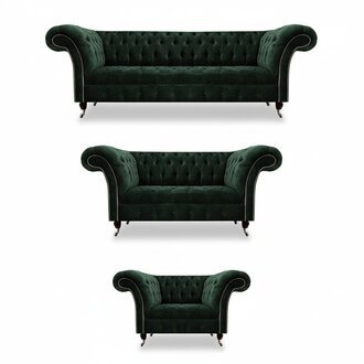 Wohnzimmer GrÃ¼n LuxuriÃ¶se Textil Sofas Komplett 3tlg Chesterfield PolstermÃ¶bel