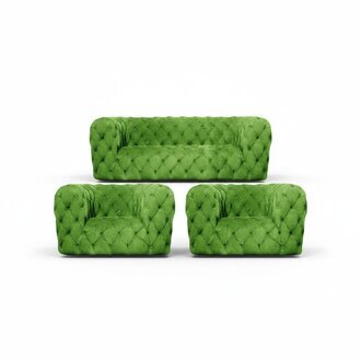 Wohnzimmer GrÃ¼n Sofagarnitur SitzmÃ¶bel 3tlg Modern Einrichtung Chesterfield