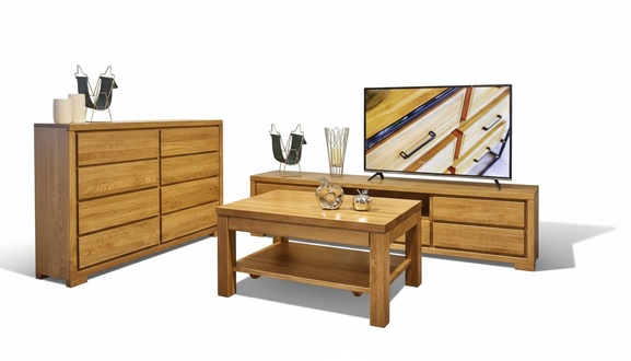 Wohnzimmer Holz MÃ¶bel Set Massive Kommode Sideboard Couchtisch rtv 3tlg. Set Neu