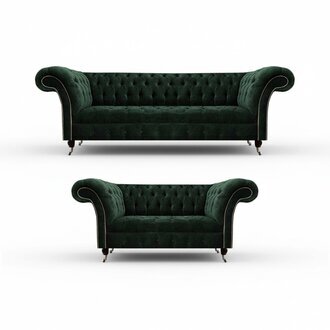 Wohnzimmer Komplett 2x Sofas 3+2 Sitzer GrÃ¼n LuxuriÃ¶se PolstermÃ¶bel