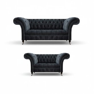 Wohnzimmer LuxuriÃ¶se Polster MÃ¶bel 2x Sofas Couch Design Grau Chesterfield