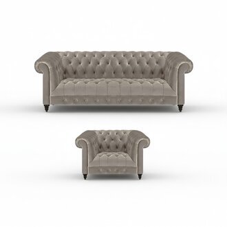 Wohnzimmer Luxus Set 2tlg Grau Einrichtung PolstermÃ¶bel Chesterfield Neu