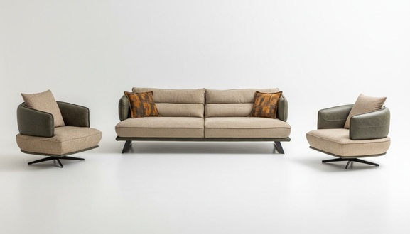 Wohnzimmer Modern Sofa Set Designer Couch Garnitur Polster 3-Sitzer 2x Sessel