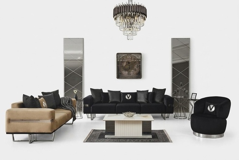 Wohnzimmer MÃ¶bel Italienische Einrichtung Sofagarnitur Stoffsofa Couchen 4tlg