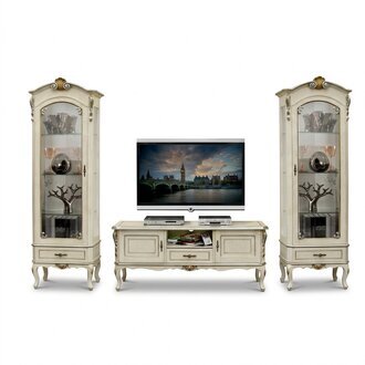 Wohnzimmer Schrank Wohnwand 3tlg rtv 2x Vitrine Design Italien MÃ¶bel Barock Stil