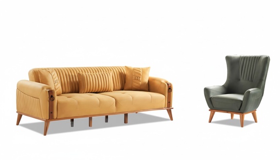Wohnzimmer-Set 2tlg 3-Sitzer Sofa Sessel Leder Couchen MÃ¶bel 3+1 Garnitur