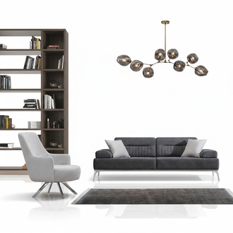 Wohnzimmer-Set 2tlg. 3-Sitzer Sofa 1-Sitzer Sessel Grau WeiÃ Textil Material