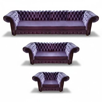 Wohnzimmer Set 3tlg Chesterfield Lila Neu Design Komplett MÃ¶bel Einrichtung