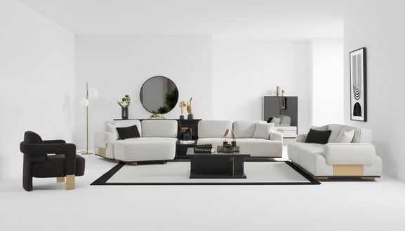 Wohnzimmer set Ecksofa L-form 3+1 Sitzer Sofa Couchgarnitur MÃ¶bel Sofas