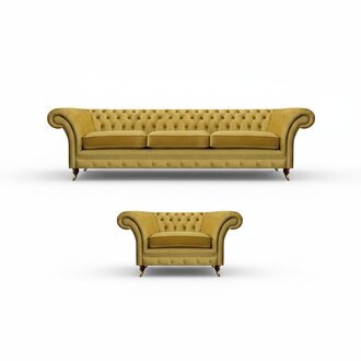Wohnzimmer Set Sofa Couch Dreisitze 3+1 Sessel Sofagarnitur Chesterfield