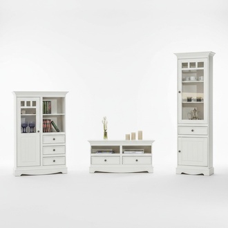 Wohnzimmer Set Vitrine BÃ¼cherregal Sideboard WohnwÃ¤nde Kommoden Design 3tlg. Neu