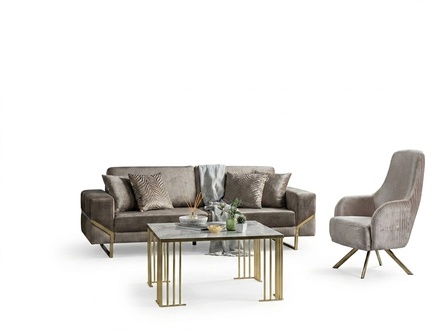 Wohnzimmer Sofagarnitur Braun Dreisitzer Sessel Luxus Couch Set 3 1 Sitzer