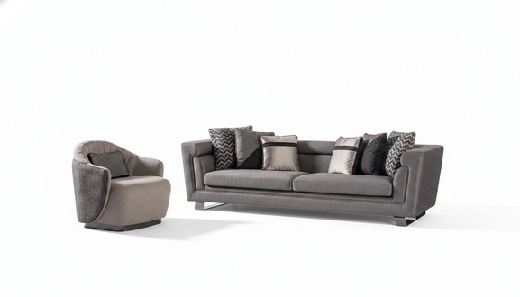 Wohnzimmer Sofagarnitur Grau Dreisitzer Sessel Luxus Couch Set 4 1 Sitzer