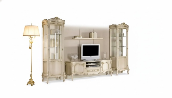 Wohnzimmer Wohnwand Set Gruppe Lowboard Vitrine 4tlg. Holz MÃ¶bel Regal