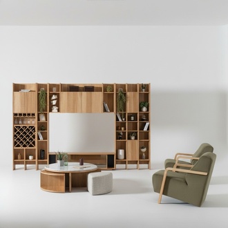 WohnzimmermÃ¶bel Set Designer Sessel 2x Wohnwand Couchtisch