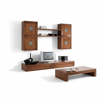 WohnzimmermÃ¶bel Set Designer Wohnzimmer Braun Sideboard Wohnwand Neu