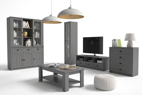 WohnzimmermÃ¶bel Set Designer Wohnzimmer Sideboard Couchtisch Einrichtung 5tlg.