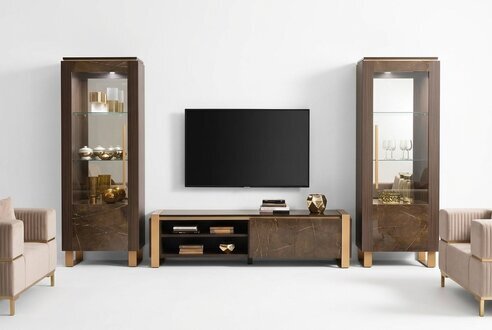WohnzimmermÃ¶bel Set Designer Wohnzimmer Sideboard 2x Vitrine 3tlg.