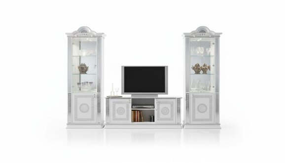 Wohnzimmerset Wohnwand Vitrine Kommode Tisch RTV Vitrinen Deko Komplett